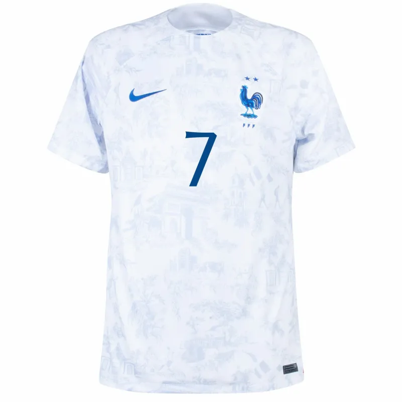 Il set di maglia per bambini della squadra nazionale francese di Antoine Griezmann per la Coppa del mondo 2022 in trasferta - Bianca