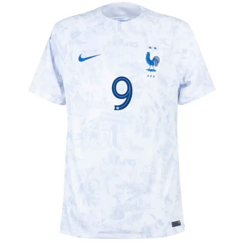 Le ensemble de maillot enfant d'extérieur de l'équipe nationale de France d'Olivier Giroud pour la Coupe du monde 2022 - Blanc