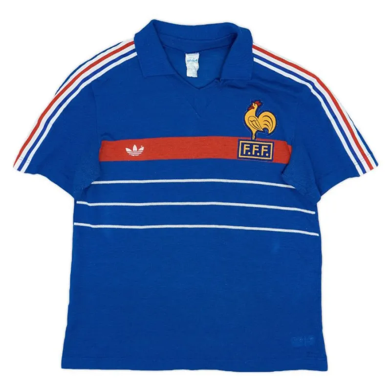 Das retro Heimtrikot der französischen Nationalmannschaft im Jahr 1984 - Blau