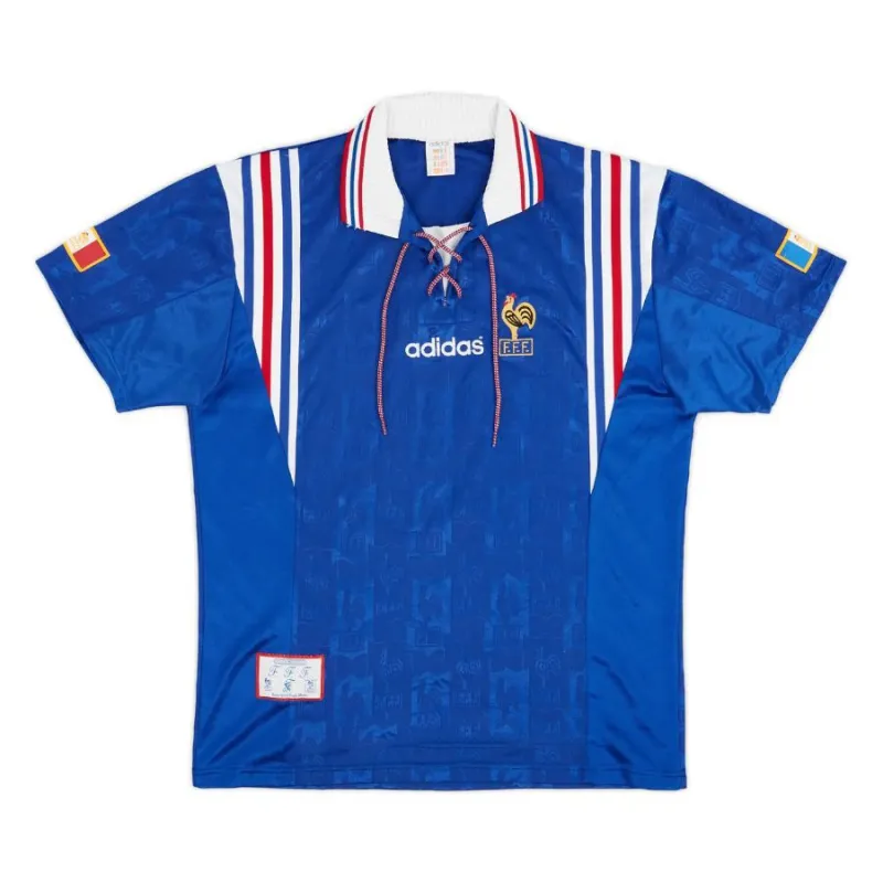 Le maillot rétro domicile de l'équipe nationale de France de 1996 à 1998 - Bleu