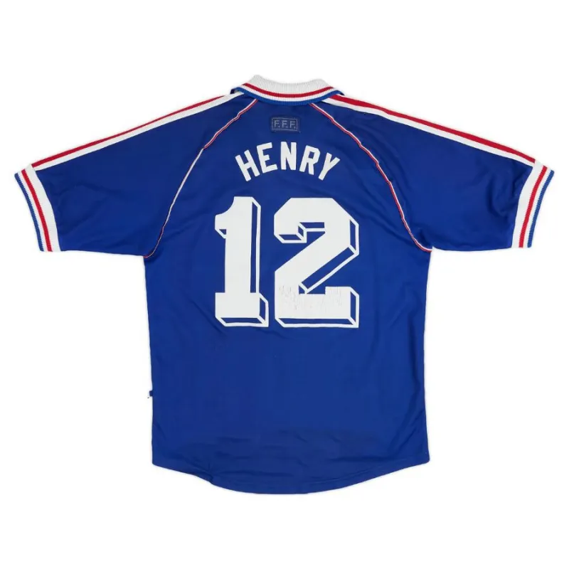 Le maillot rétro domicile de l'équipe nationale de France de Thierry Henry en 1998 - Bleu