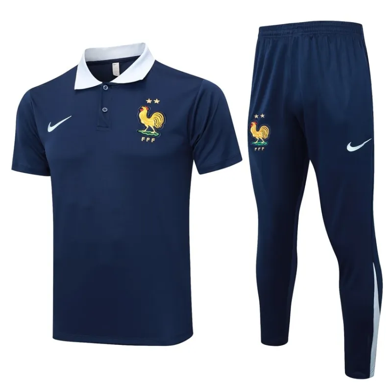 Trainingsanzug 2024/25 mit POLO - Shirt und Hosen der französischen Nationalmannschaft - blau