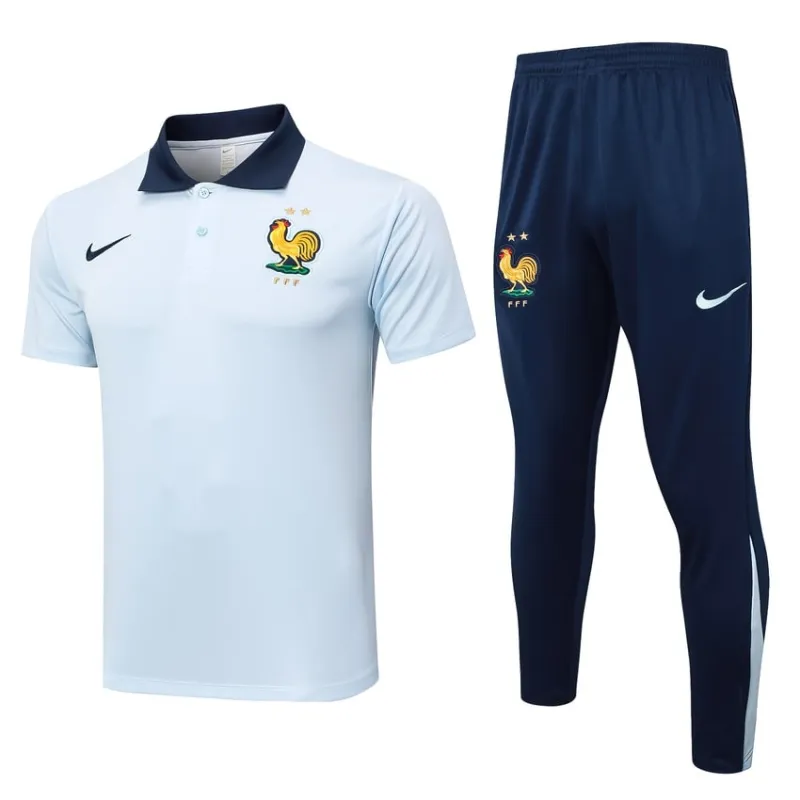 Trainingsanzug 2024/25 mit POLO - Shirt und Hosen der französischen Nationalmannschaft - weiß