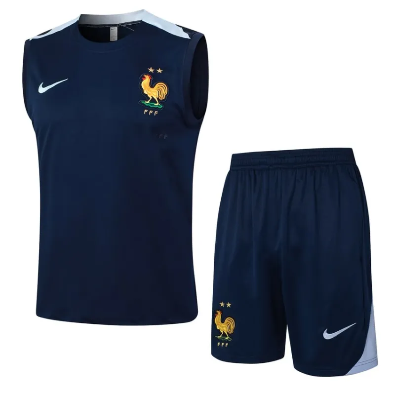 Die Weste und die Shorts der französischen Nationalmannschaft für die Saison 2024/25 - blau.