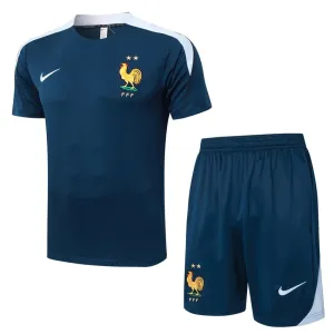 Das Trainingsanzug und die Shorts der französischen Nationalmannschaft für die Saison 2024/25 - blau.