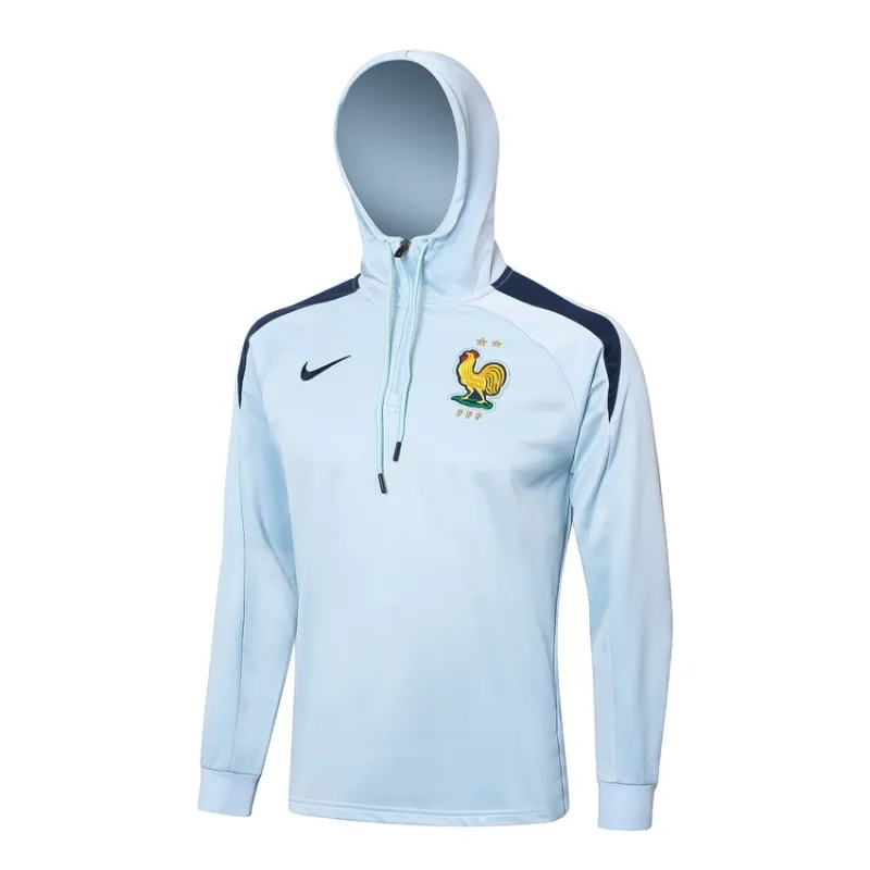 Le survêtement avec capuche et les pantalons de l'équipe de France pour la saison 2024/25 - blanc.