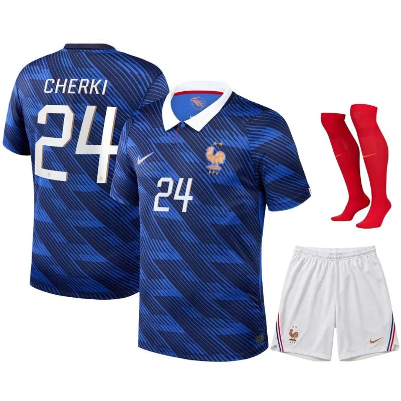 France CHERKI Coupe du Monde 2026 ensemble maillot domicile enfant bleu