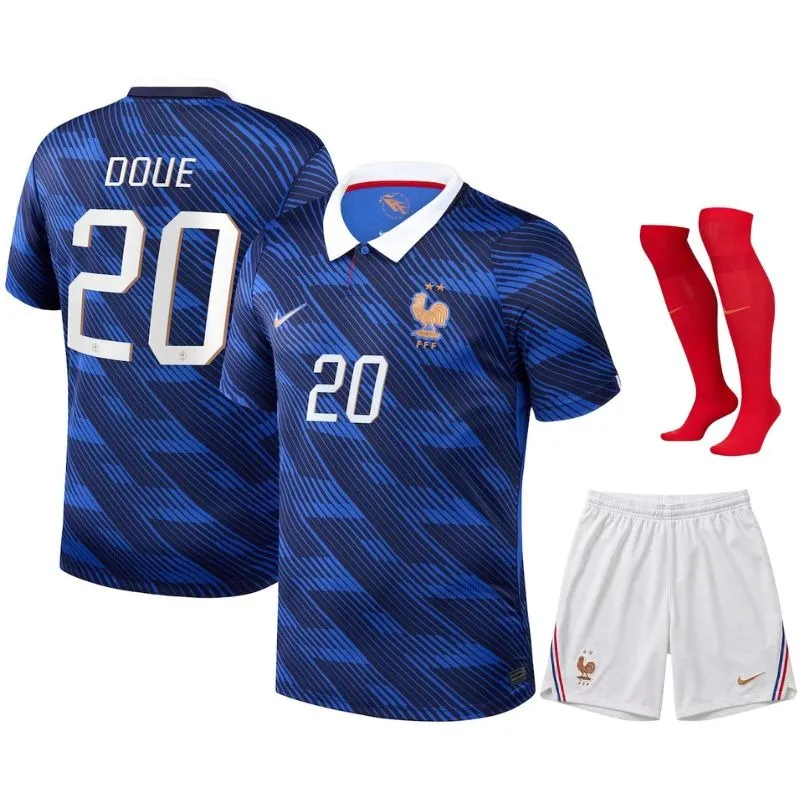 Frankreich DOUE WM 2026 Kinder Heimtrikot Set blau