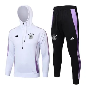 Ensemble survêtement à capuche Allemagne 2024/25 blanc avec pantalon