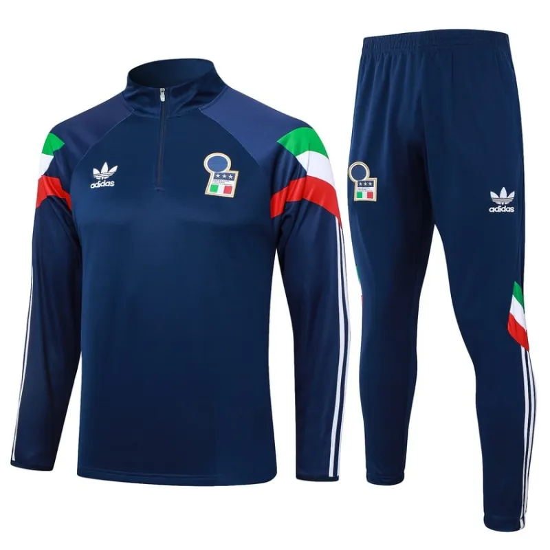 Traje de deporte de manga larga + pantalones de Italia 2024/25 - azul oscuro