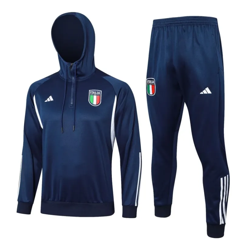 Italienische kapuzenhafte Sportbekleidung + Hosen 2024/25 - dunkelblau