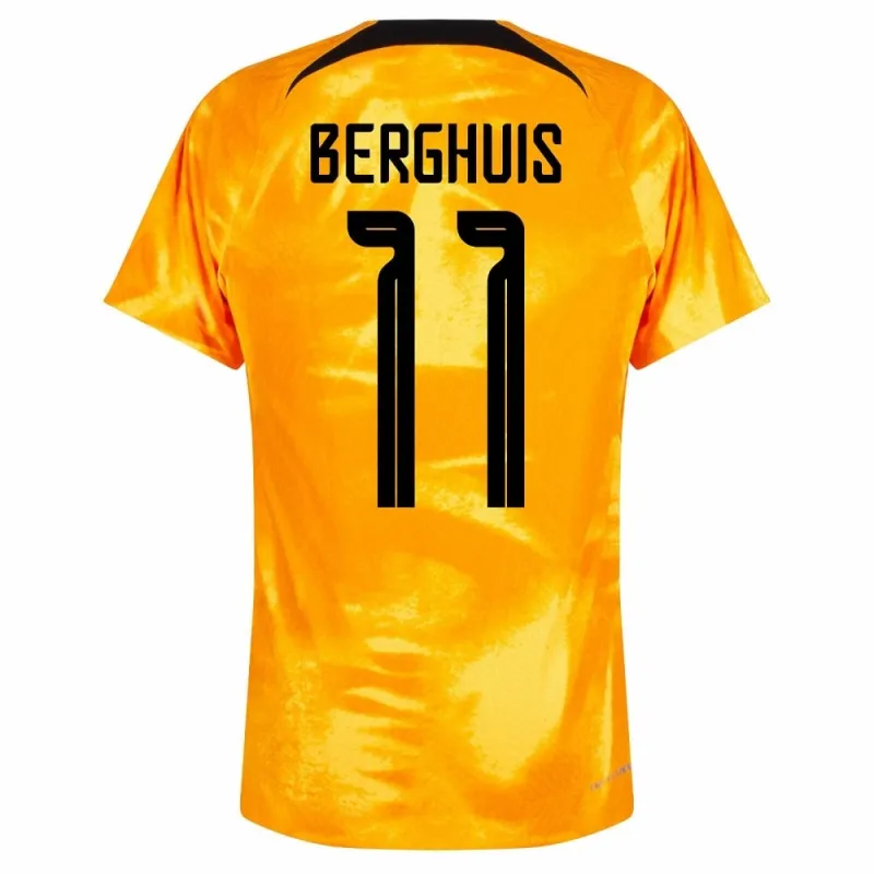 Camiseta local de los Países Bajos para la Copa Mundial de Fútbol 2022 de Berghuis - naranja