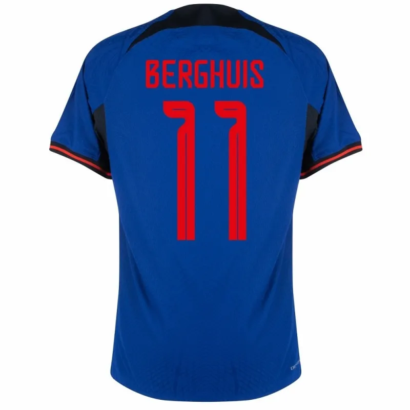 Maillot d'extérieur des Pays - Bas pour la Coupe du monde de football 2022 de Berghuis - bleu