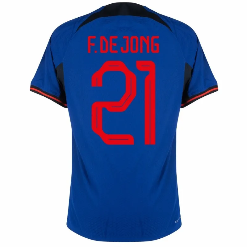 Frenkie de Jongs Auswärtstrikot der Niederlande für die FIFA Weltmeisterschaft 2022 - blau