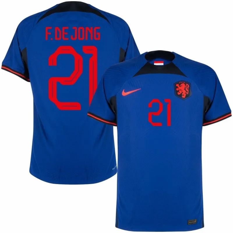 Frenkie de Jongs Auswärtstrikot der Niederlande für die FIFA Weltmeisterschaft 2022 - blau