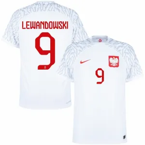 Lewandowski, maglia di casa della Polonia per la Coppa del mondo 2022 - Bianca