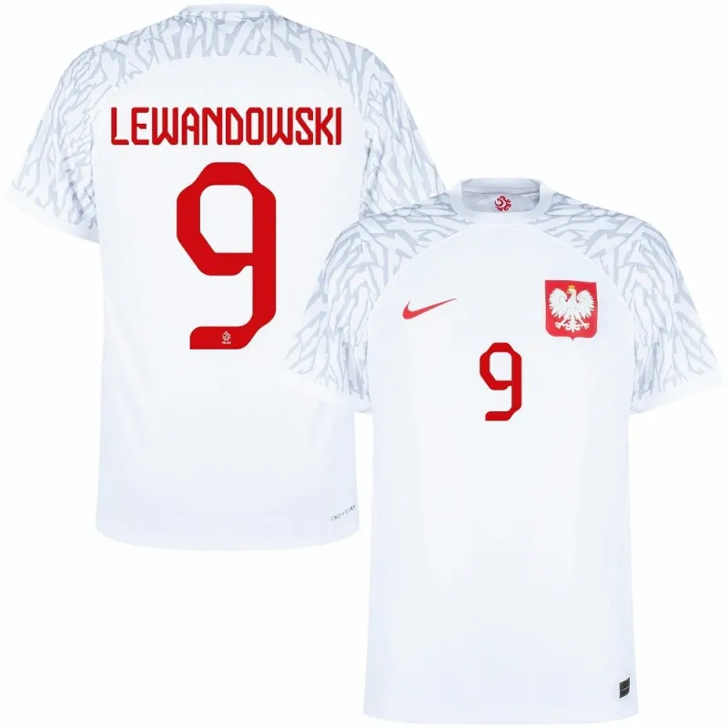 Lewandowski, das Heimtrikot von Polen für die Weltmeisterschaft 2022 - Weiß