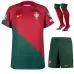 Portugals 2024 UEFA Euro Kinderheimtrikotsatz - Rot und Grün