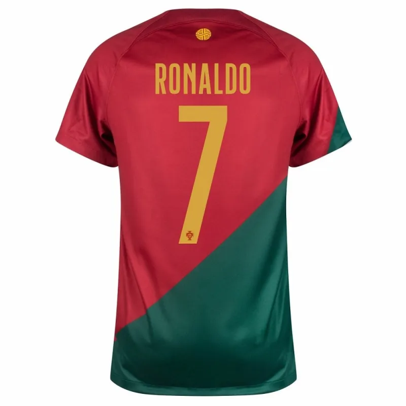 Jeux de maillots pour enfants d'accueil de la Coupe du monde 2022 du Portugal de Ronaldo - Rouge et Vert