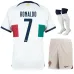 Jeux de maillots pour enfants d'extérieur de la Coupe du monde 2022 du Portugal de Ronaldo - Blanc