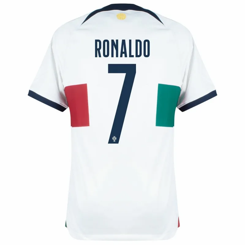 Jeux de maillots pour enfants d'extérieur de la Coupe du monde 2022 du Portugal de Ronaldo - Blanc