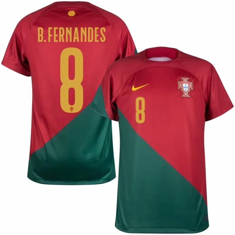 La camiseta de casa de la Copa del Mundo FIFA 2022 de Portugal de Bruno Fernandes - Rojo y Verde
