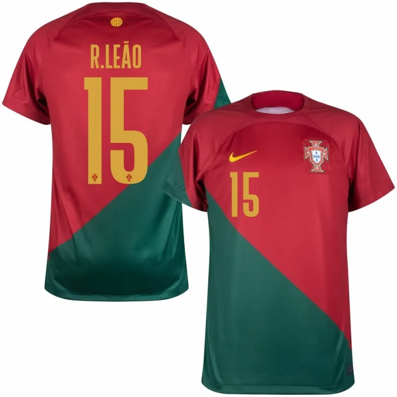 La camiseta de casa de la Copa del Mundo FIFA 2022 de Portugal de Rafael Leão - Rojo y Verde