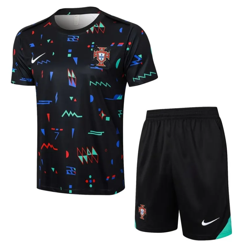 Portugiesisches 2024/25 Trainingsanzug + Shorts - schwarzes Muster