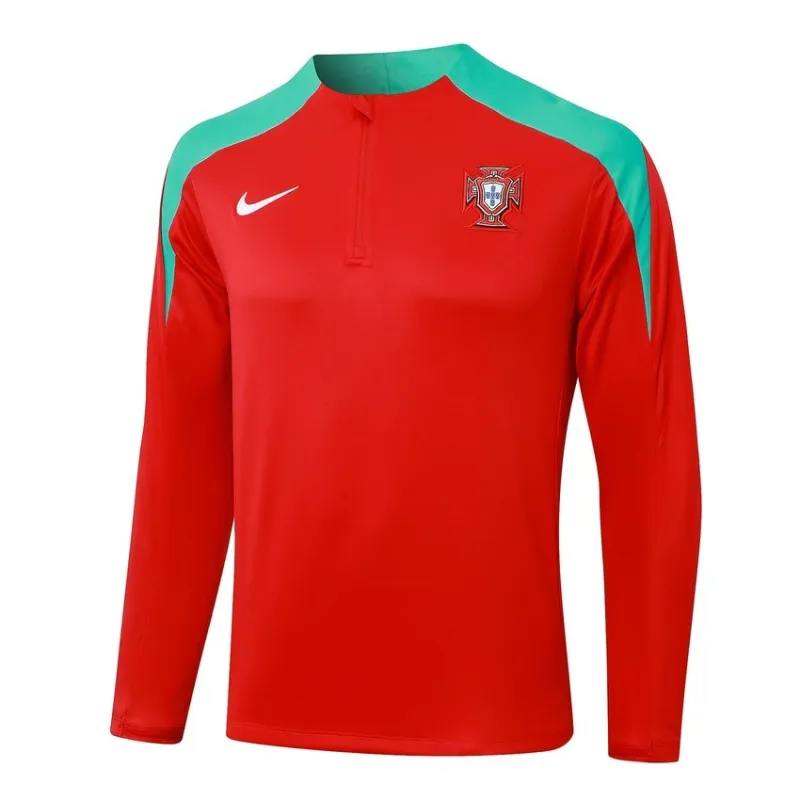 Ropa de deporte de manga larga + pantalones de Portugal 2024/25 - rojo