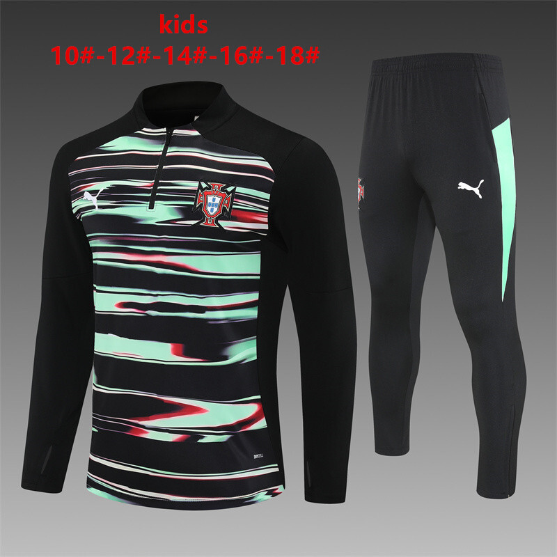 Portugal 2025/26 Conjunto Deportivo Infantil Negro Verde