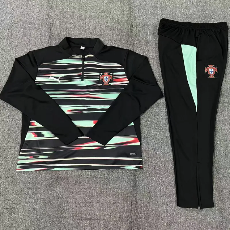 Portugal 2025/26 Conjunto Deportivo Infantil Negro Verde