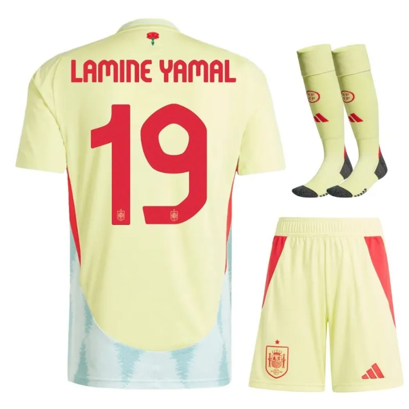 Ensemble de maillot d'extérieur pour enfants de l'Espagne de Yamal 2024/25 - Jaune