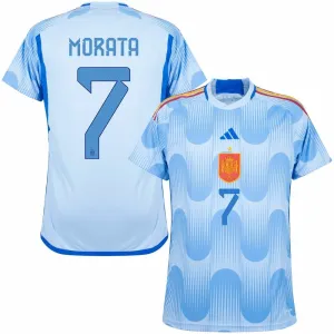 Morata. Maillot d'extérieur de l'Espagne pour la Coupe du monde FIFA 2022 - Bleu