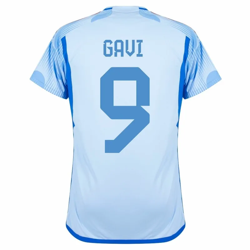 Gavi. Maillot d'extérieur de l'Espagne pour la Coupe du monde FIFA 2022 - Bleu