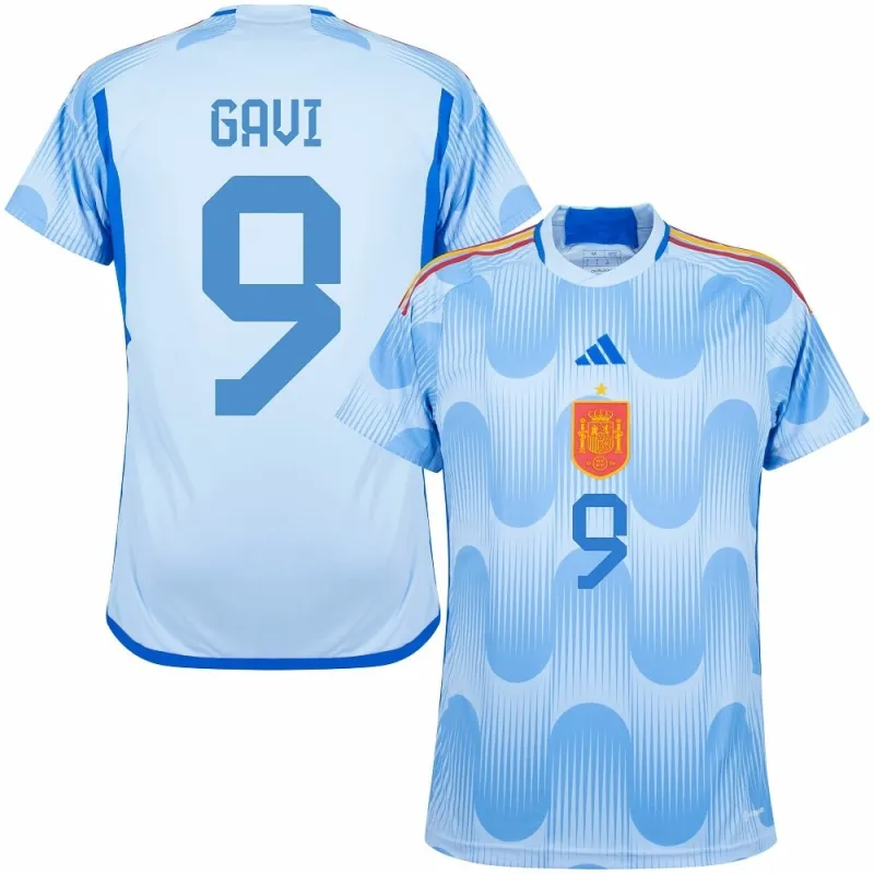 Gavi. Maillot d'extérieur de l'Espagne pour la Coupe du monde FIFA 2022 - Bleu