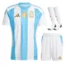 Argentine 2024/25 Maillot Domicile Réplique Enfant Complet - Bleu Clair