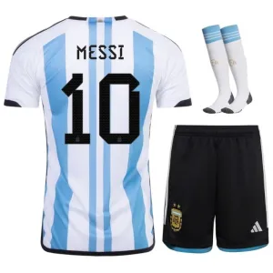 Messi Argentinien 2022/23 3 Sterne Heim Kinder Trikotset - Himmelblau
