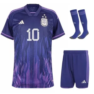 Messi Argentinien 2022/23 3 Sterne Auswärts Kinder Trikotset - Lila