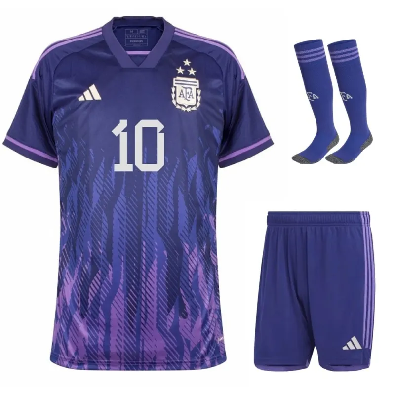 Messi Argentinien 2022/23 3 Sterne Auswärts Kinder Trikotset - Lila