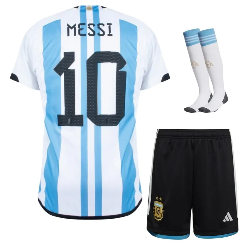 Messi Argentinien 2022 WM Kinder Trikotset - Himmelblau