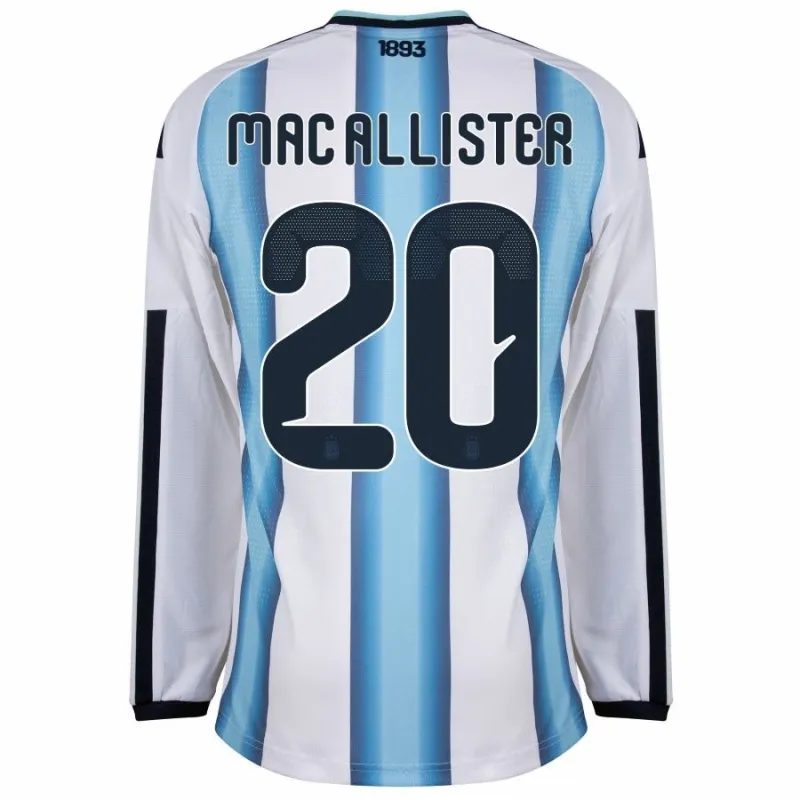 Argentine MAC ALLISTER 2026/27 Maillot domicile à manches longues - Bleu/Blanc