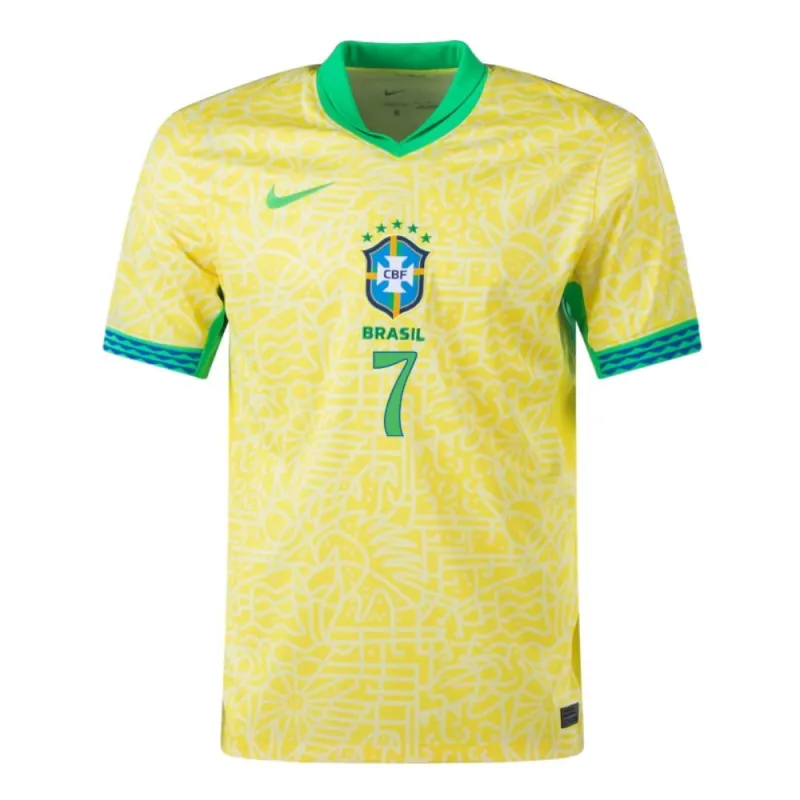 Vini Jr. Brasilien Heimtrikot 2024/25, Fanausgabe, Gelb