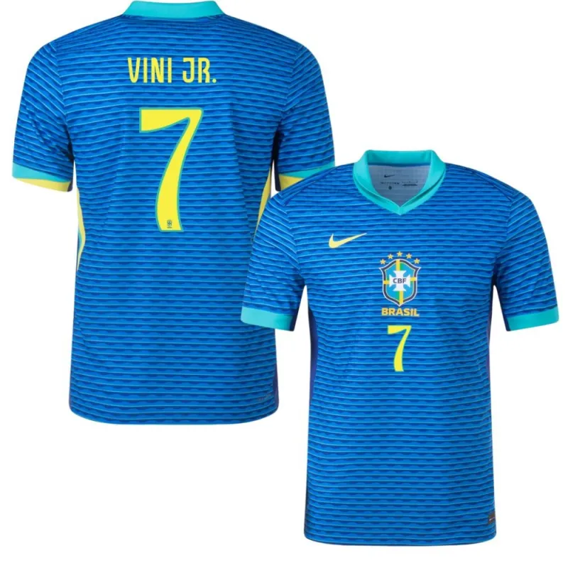 Vini Jr. Camiseta de fuera del Brasil 2024/25, edición de hinchas, Azul