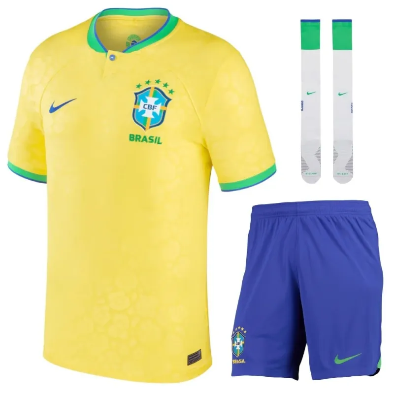 Brasilien 2022/23 Heim Kinder Fan-Trikotset - Gelb