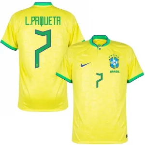 L. Paqueta, Brasilien 2022 Weltmeisterschaft Heimfans-Trikot (Gelb)