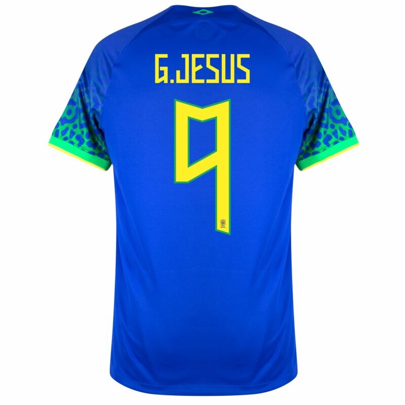 G. Jesus, Camiseta de hincha del Brasil para la Copa Mundial 2022 (Camiseta de visita, Azul)