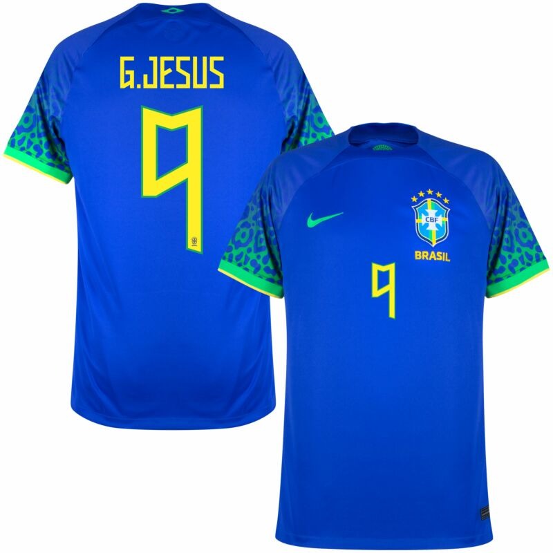 G. Jesus Brazil 2022 World Cup Away Jersey - Blue