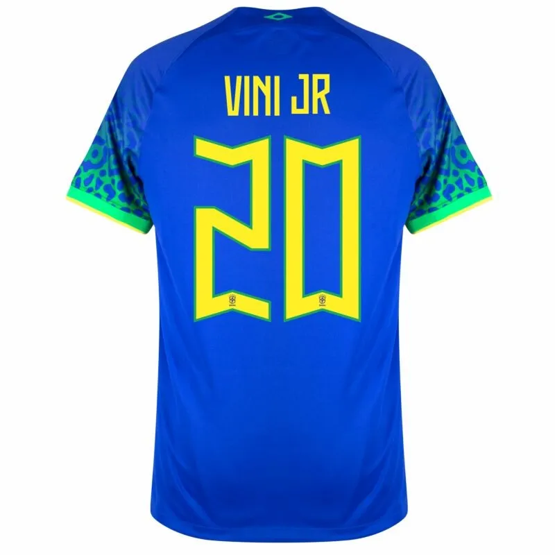 Vini Jr, Camiseta de hincha del Brasil para la Copa Mundial 2022 (Camiseta de visita, Azul)