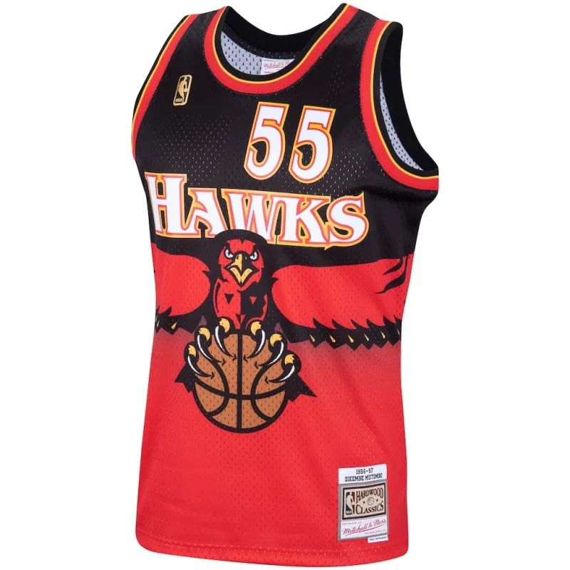 Atlanta Hawks Maillot Swingman Dikembe Mutombo - Noir/Rouge