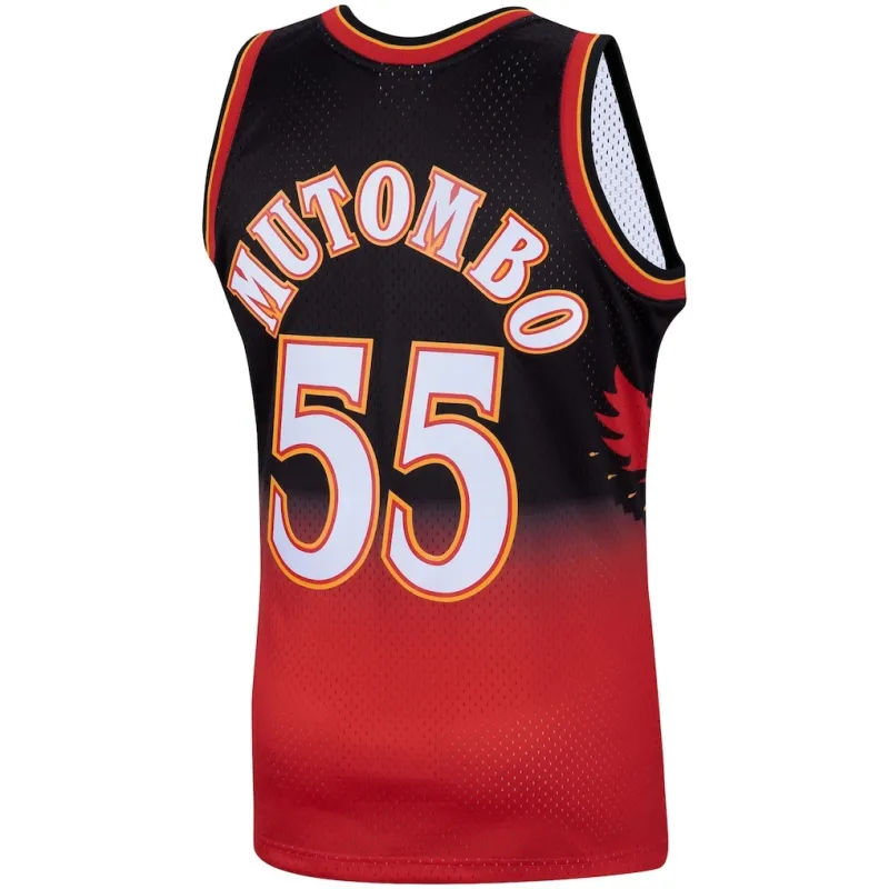 Atlanta Hawks Maillot Swingman Dikembe Mutombo - Noir/Rouge